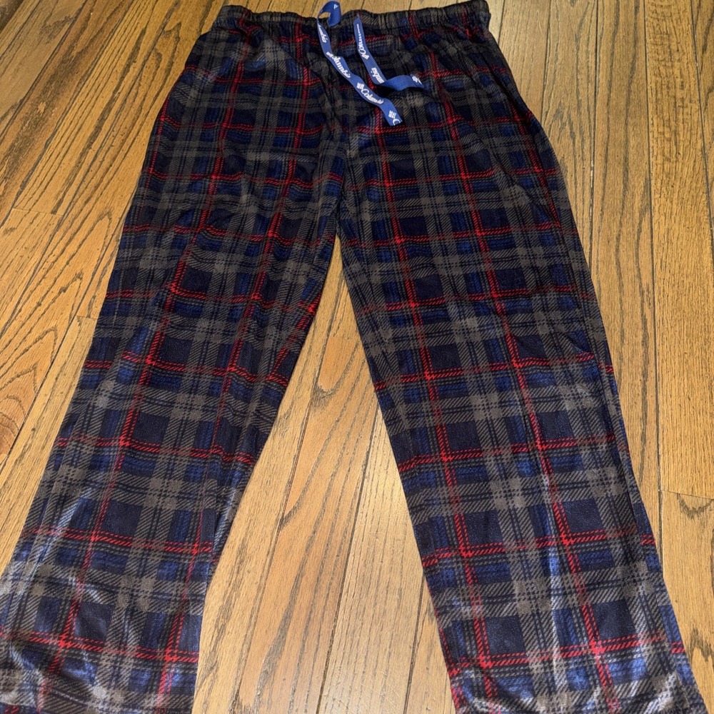 Columbia Flannel Pajama Pants Men's Large Blue Plaid Pockets Soft Drawstring
